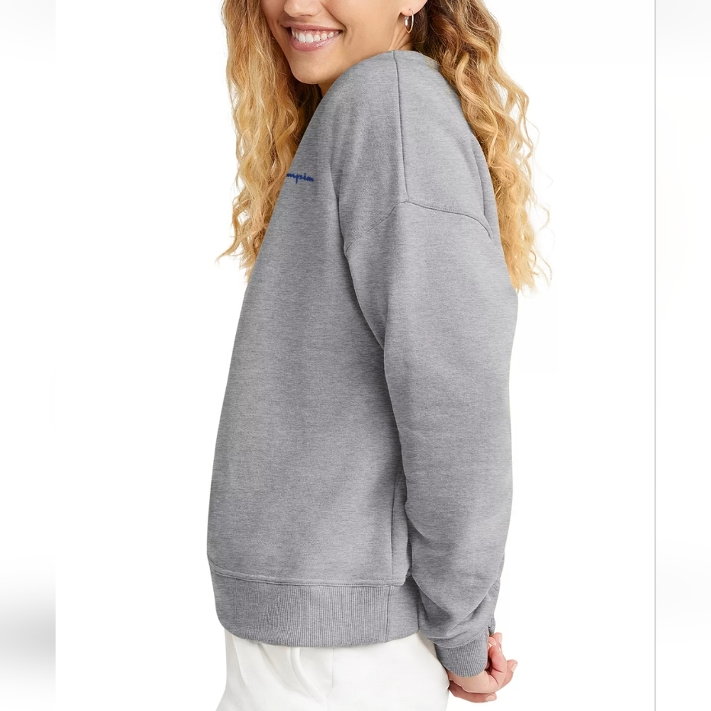 Champion Women's Powerblend Crewneck Sweatshirt in Oxford Gray - Picture 3 of 3